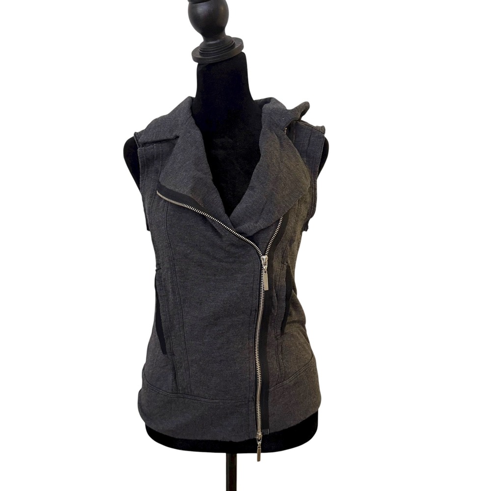 Hard Tail Cybergrunge Moto Vest Jacket Women XS Gray Raw Edge Biker Layering NEW